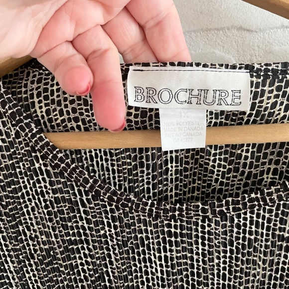 Vintage 80s 90s Matching Set (2) Slinky Midi skirt Mixed print Black Cream 1X - Picture 2 of 8